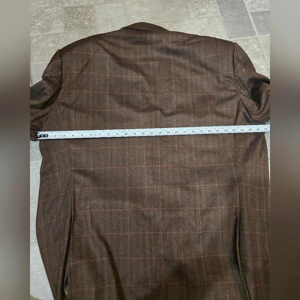 Ermenegildo Zegna Trofeo Brown Plaid Blazer Suit Jacket Wool 58L $1500 Retail